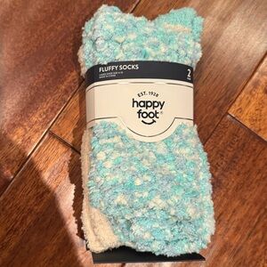 Happy Foot Fluffy Socks - Blue and Cream NWT